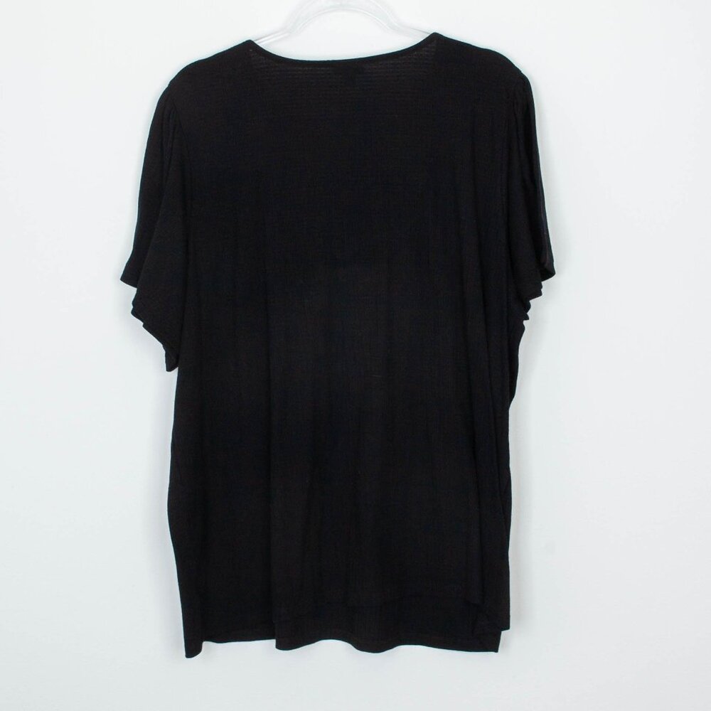 Torrid Womens Texture Jersey Crew Neck Lace Yoke Top Size 3 3X Flutter Sleeve - Picture 9 of 10